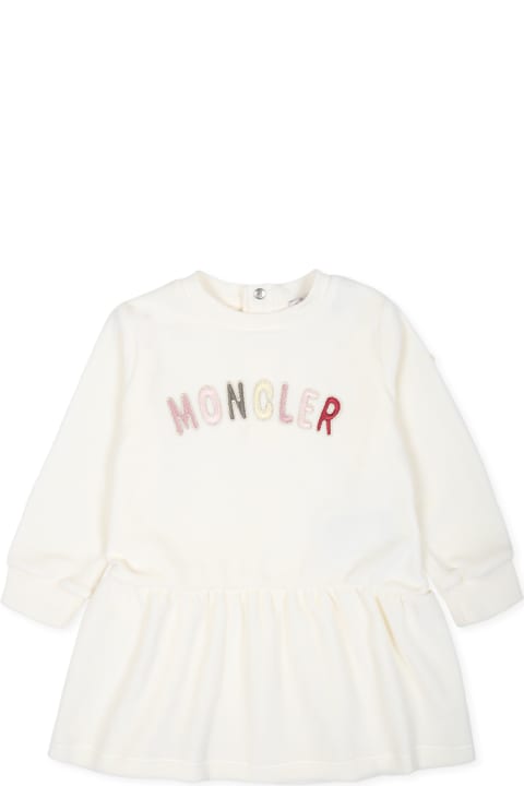 Bodysuits & Sets for Baby Girls Moncler Ivory Dress For Baby Girl With Logo