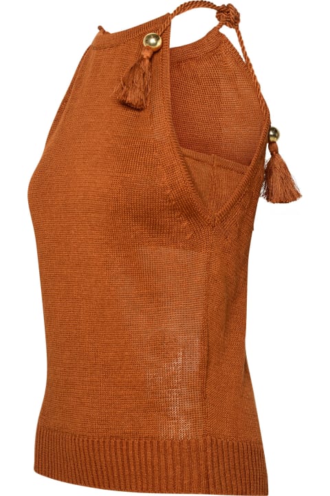 Max Mara Clothing for Women Max Mara Brown Linen Blend Top