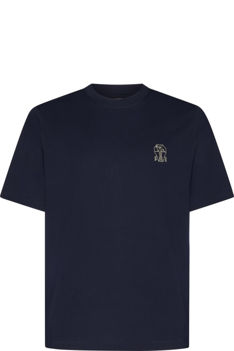 Topwear for Men Brunello Cucinelli Logo Embroidered Crewneck T-shirt