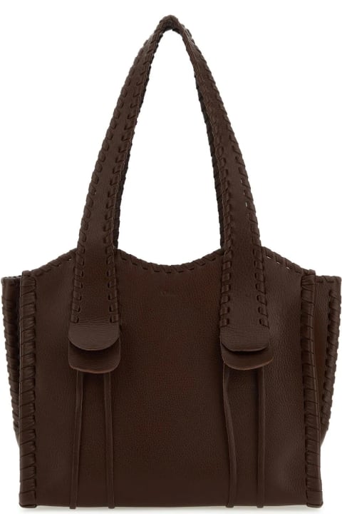 Chocolate Leather Medium Mony Shopping Bag