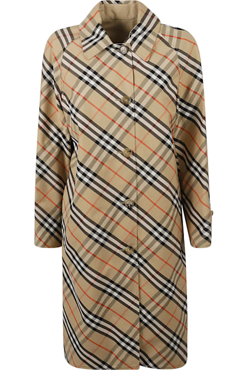 Burberry Coats & Jackets for Women Burberry Check Buttoned Long Coat