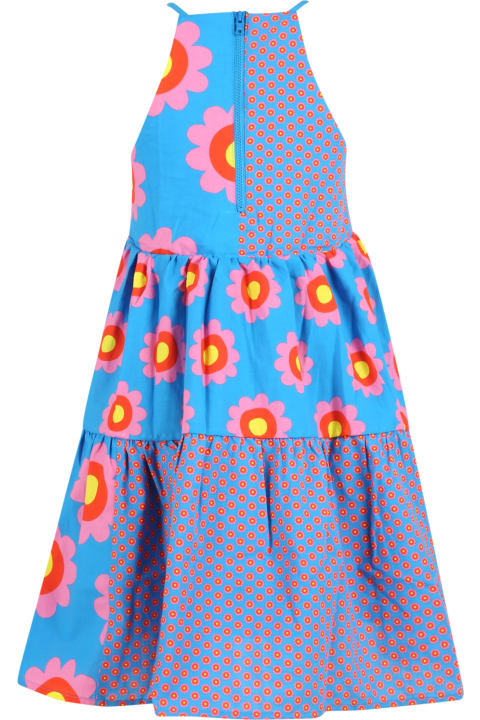 Dresses for Girls Stella McCartney Kids Light-blue Dress For Girl With Flowers