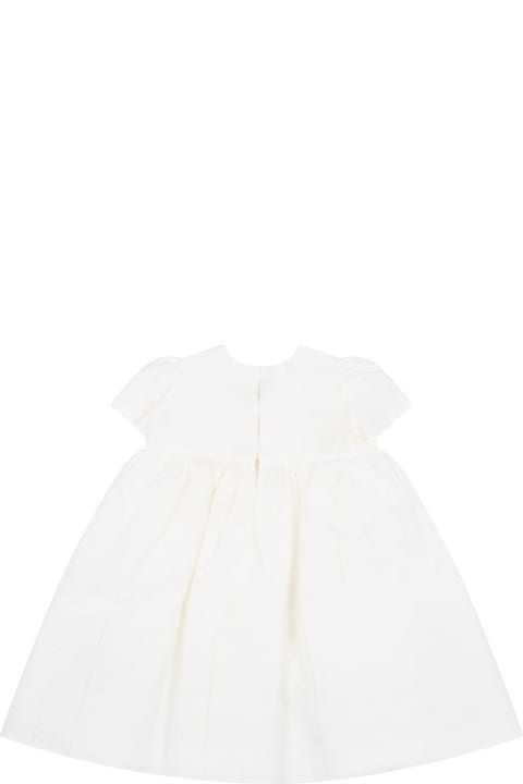 White Dress For Baby Girl With Pink Logo