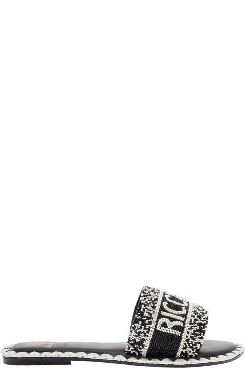 De Siena X Gaudenzi Riccione Slide Sandals With White And Black Beads