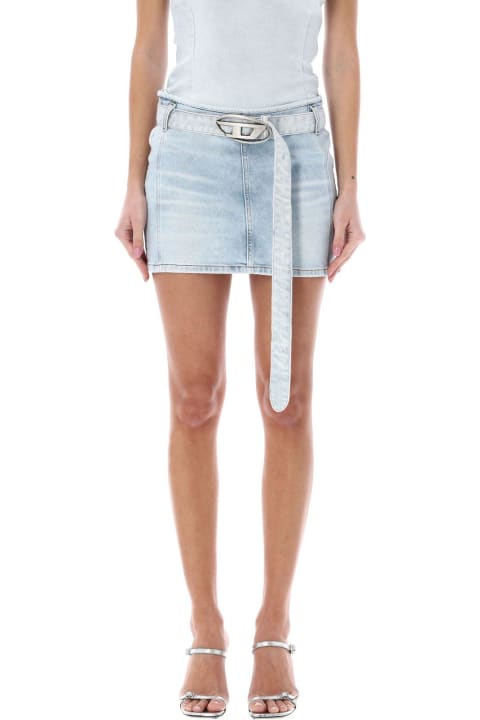 Diesel for Women Diesel D-buckle Belted Denim Mini Skirt