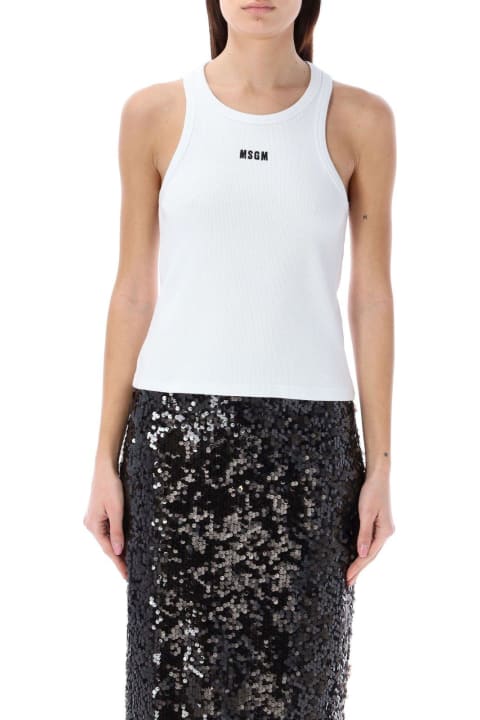 MSGM for Women MSGM Logo Embroidered Sleeveless Ribbed Tank Top