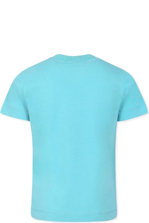 Homeware Stone Island Junior Light Blue T-shirt With Round Neck And Logo Patch On The Front In Cotton Boy