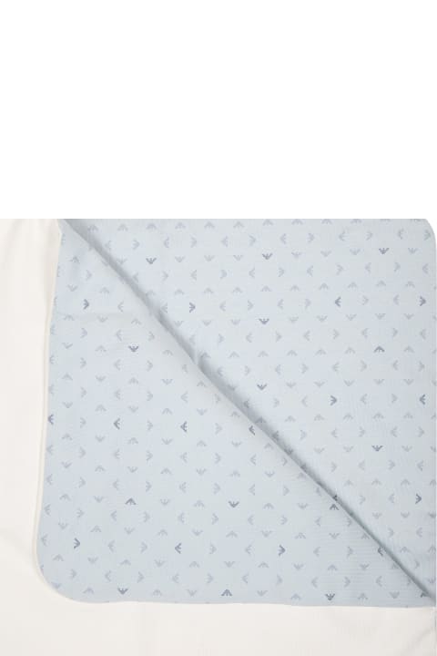 Emporio Armani Accessories & Gifts for Baby Girls Emporio Armani Light Blue Blanket For Baby Boy With Logo