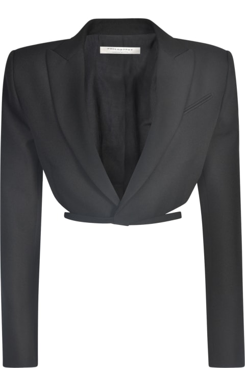 Philosophy di Lorenzo Serafini for Women Philosophy di Lorenzo Serafini Belted Waist Cropped Blazer