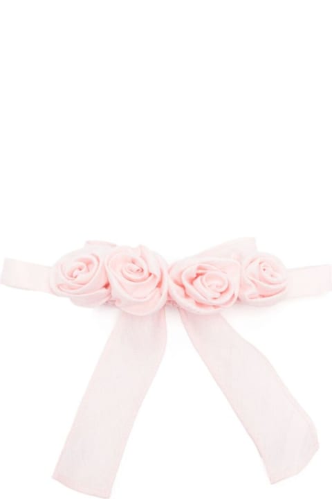Fashion for Women Il Gufo Pink Headband With Rose Details On The Front And Read Tie Closure In Linen Blend Girl
