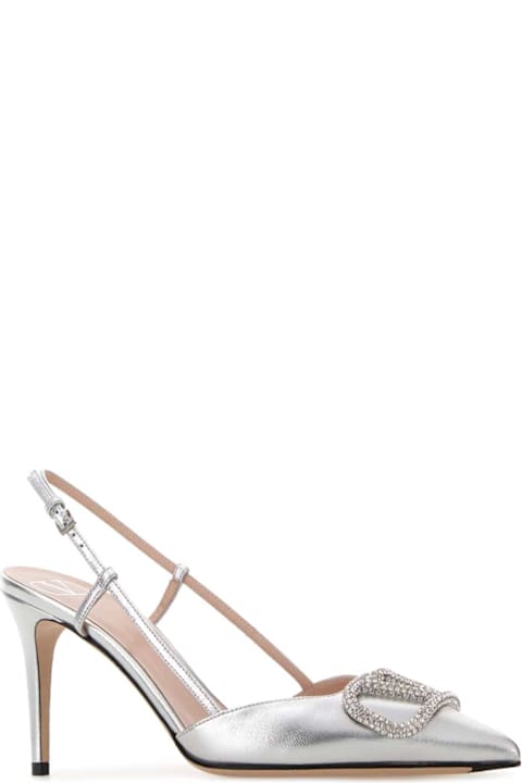 Valentino Garavani Silver Leather Vlogo Signature Pumps