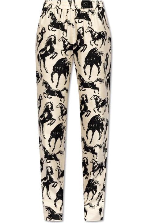 Balmain Pants & Shorts for Women Balmain Balmain Silk Trousers With Horse Motif