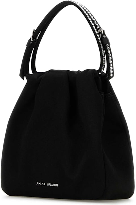 Amina Muaddi Totes for Women Amina Muaddi Black Satin Vittoria Crystal Handbag