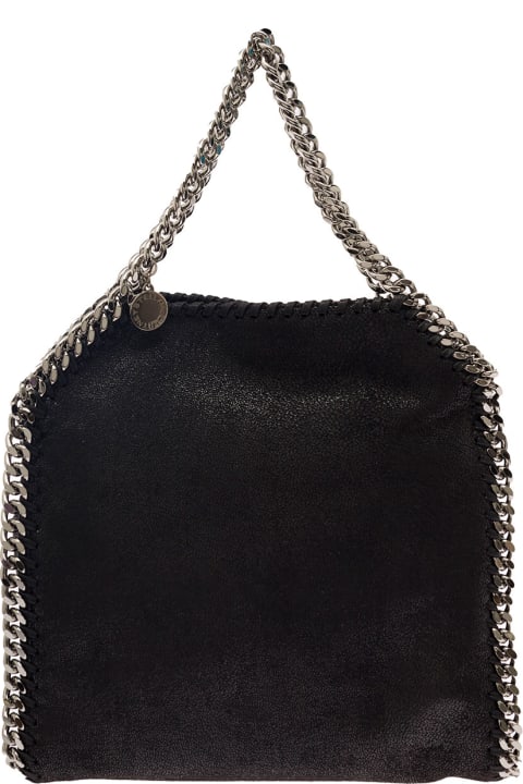 Stella McCartney Totes for Women Stella McCartney '3chain' Tiny Black Tote Bag With Logo Engraved On Charm In Faux Leather Woman