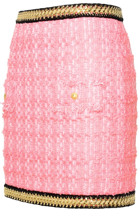 Balmain Women Balmain Pink Cotton Blend Miniskirt