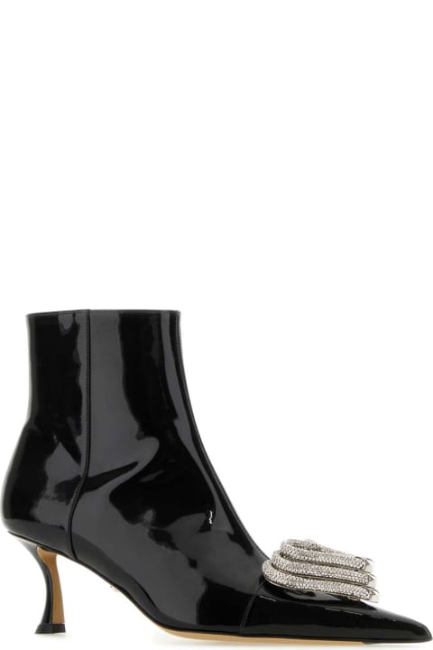 Mach & Mach أحذية برقبة لـ السيدات Mach & Mach Black Leather Ankle Boots