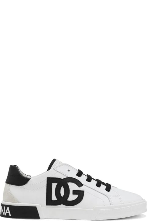 Dolce & Gabbana for Boys Dolce & Gabbana White Calf Leather Sneakers