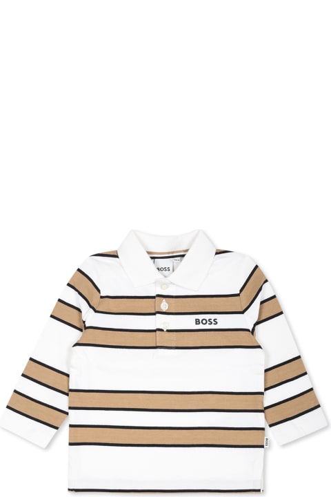 Homeware Hugo Boss White Polo Shirt For Baby Boy With Logo