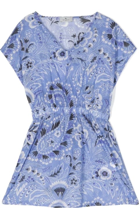 Fashion for Girls Etro Light Blue Dress With Paisley Print