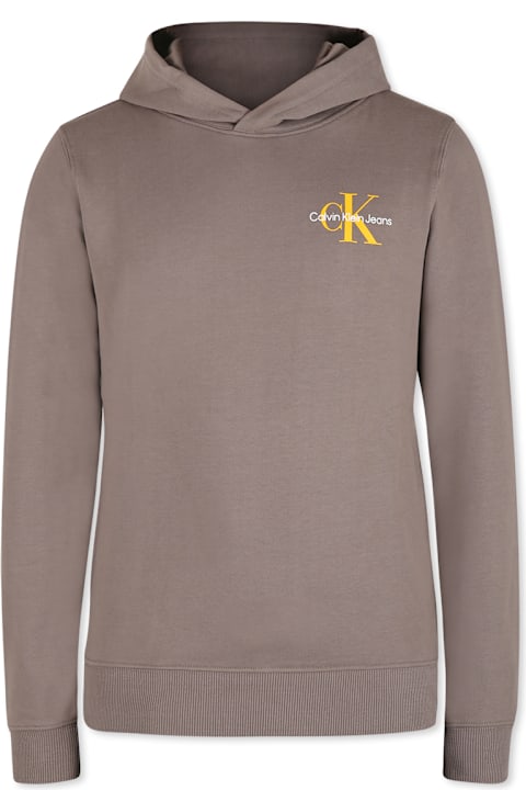 Calvin Klein Topwear for Boys Calvin Klein Brown Sweatshirt For Kids With Logo