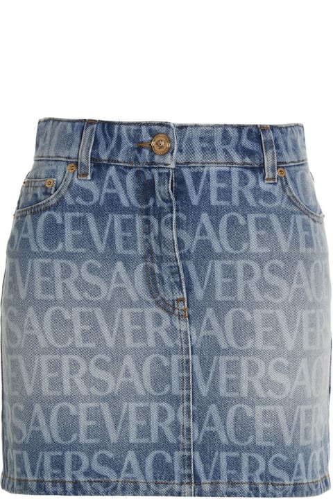 Versace Logo Denim Skirt