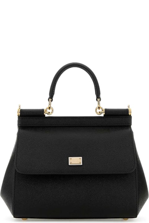 Dolce & Gabbana Black Leather Medium Sicily Handbag