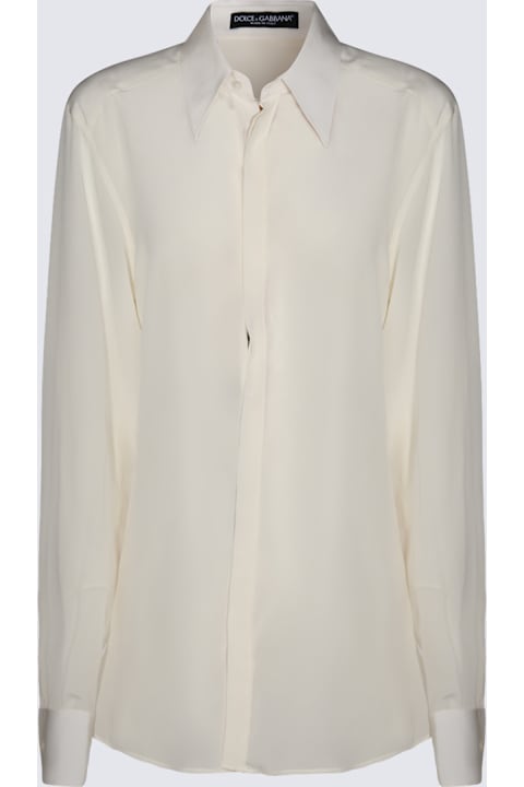 آخر صيحات الموضة من القسم الرجالي Dolce & Gabbana White Silk Shirt