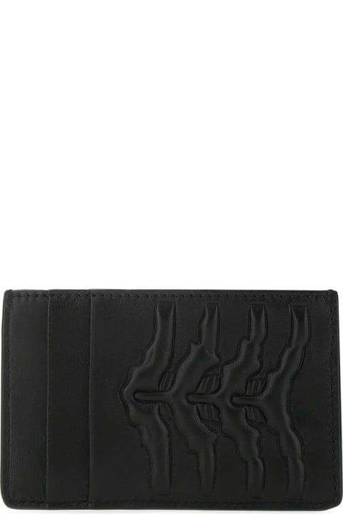 メンズ Alexander McQueenの財布 Alexander McQueen Black Nappa Leather Card Holder