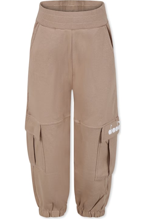 Bottoms for Girls Diadora Beige Trousers For Girl With Logo