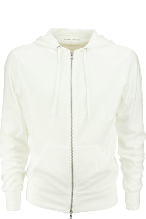 Majestic Filatures Sweaters for Men Majestic Filatures Hooded Sweatshirt In Cotton And Modal