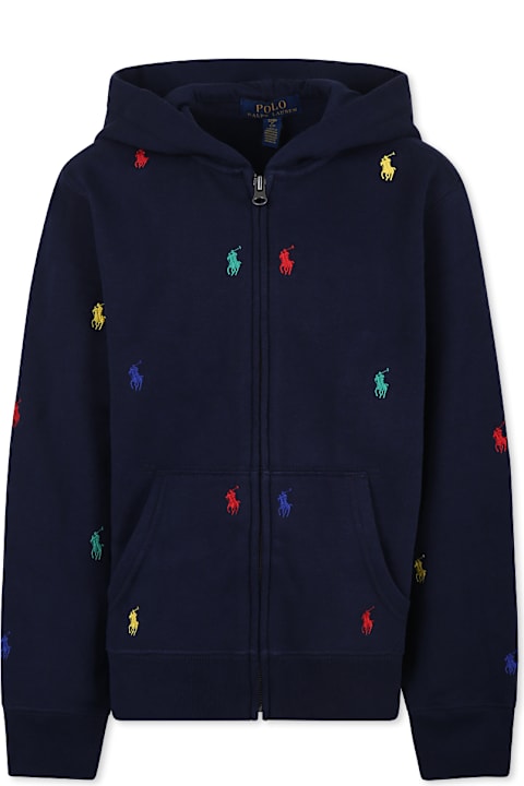 أدوات منزلية Ralph Lauren Blue Sweatshirt For Boy With Horse