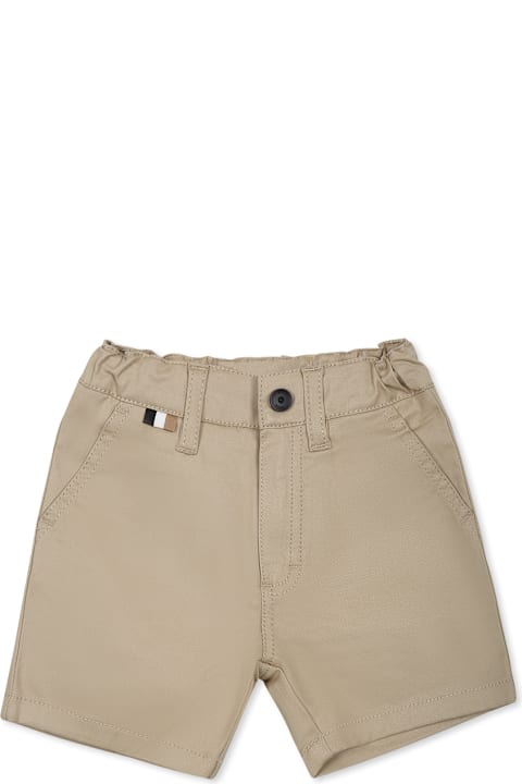 Homeware Hugo Boss Beige Shorts For Baby Boy With Logo