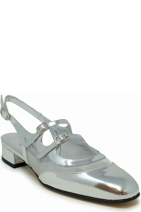 Flat Shoes for Women Carel Carel Paris Silver Leather Ballet Pumps