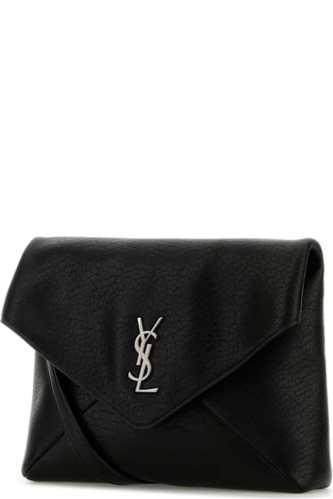Saint Laurent Black Leather Cassandra Clutch