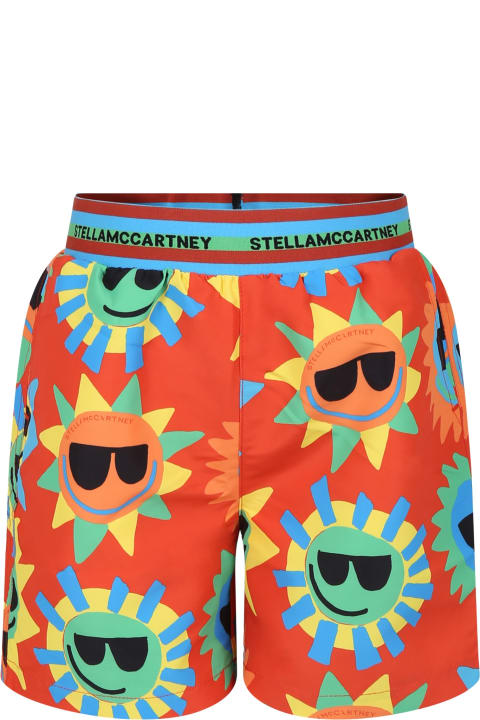 Fashion for Boys Stella McCartney Kids Red Swim Boxer For Boy With Sun Print
