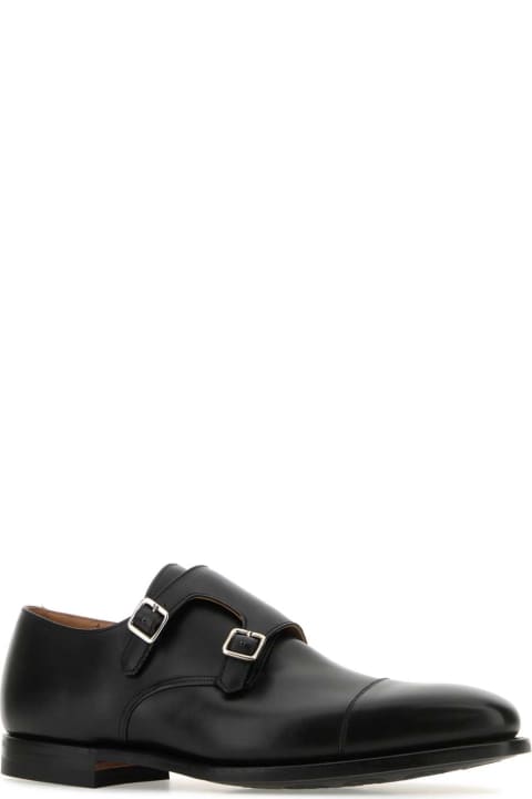 Crockett & Jones Shoes for Men Crockett & Jones Black Leather Lowndes Monk Strap Shoes