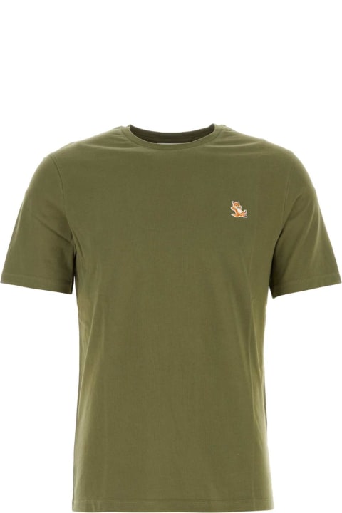 Maison Kitsuné Topwear for Men Maison Kitsuné Army Green Cotton T-shirt