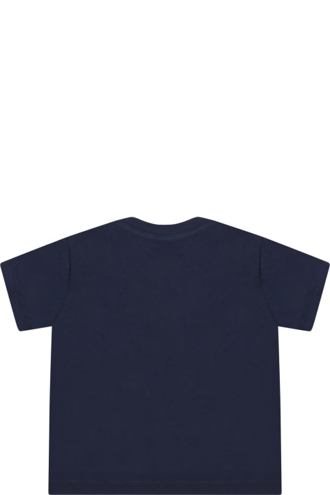 Topwear for Baby Boys Ralph Lauren Blue T-shirt For Baby Kids With Iconic Pony Logo