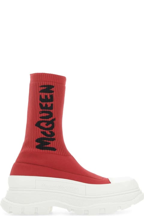 Shoes for Women Alexander McQueen Red Stretch Nylon Tread Slick Sneakers