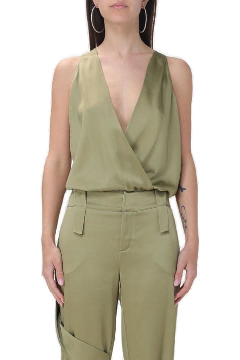 Blumarine ملابس داخلية وملابس النوم لـ السيدات Blumarine Plunging V-neck Open Back Satin Bodysuit Blumarine