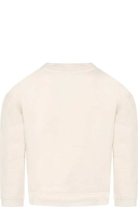 Ivory Sweatshirt For Girl With Logo