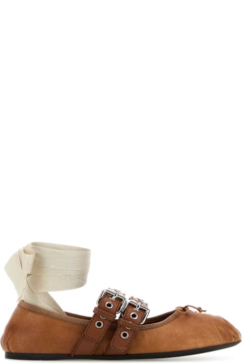 Miu Miu Caramel Leather Ballerinas