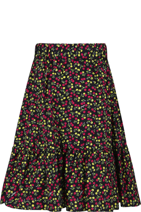Bottoms for Girls MSGM Black Skirt For Girl With Cherry Print