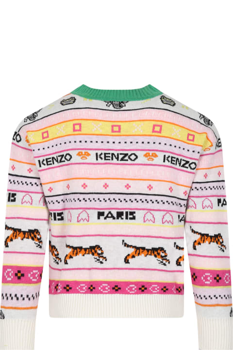 ボーイズ Kenzo Kidsのニットウェア＆スウェットシャツ Kenzo Kids Multicolor Sweater For Girl With Logo
