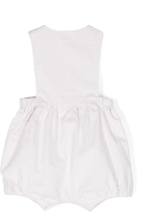Bodysuits & Sets for Baby Girls Tartine et Chocolat White And Beige Vichy Cotton Dungarees