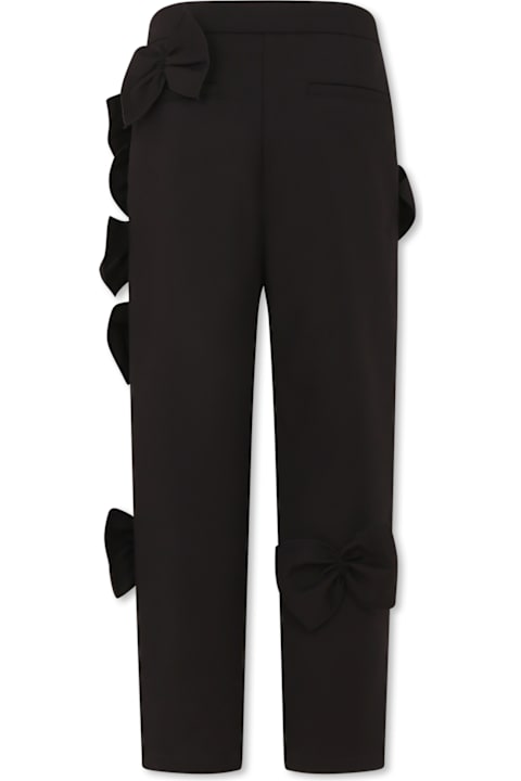 Simonetta for Kids Simonetta Black Trousers For Girl With Bows
