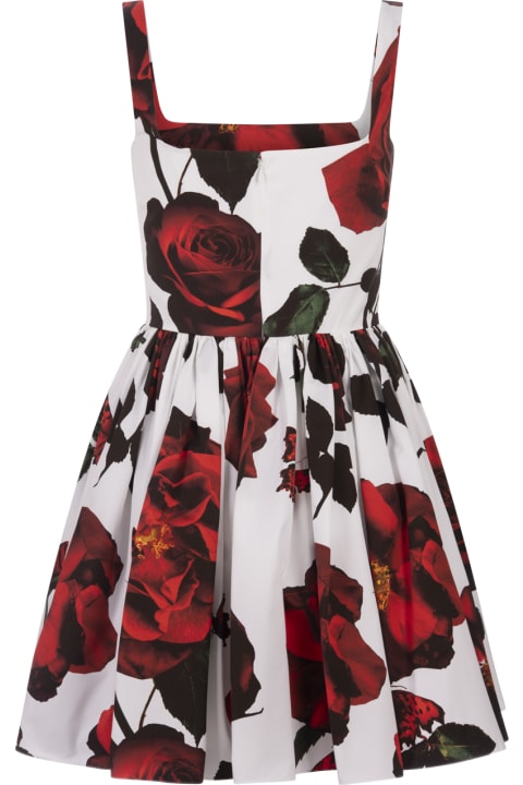 Dresses for Women Alexander McQueen Tudor Rose Flared Mini Dress In Optical White