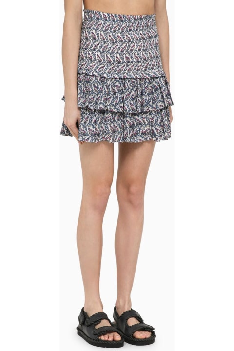 Skirts for Women Marant Étoile Cotton \u00e9cru Miniskirt With Multicolour Print