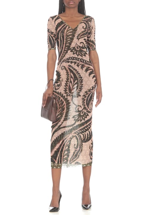 Fashion for Women Etro Pink Printed Tulle Dress