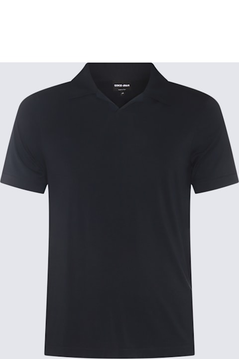 Giorgio Armani لـ Kids Giorgio Armani Black Viscose Polo Shirt
